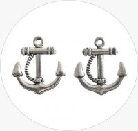 Zinc Alloy Ship Wheel Anchor Pendant, size 20x23x3mm, antique silver, packing 2pcs